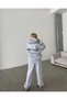 Embroidered Three Thread Sweat Suit - Gray - 4