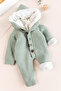 Knitwear Knitted Welsoft Lined Hooded Winter Baby Rompers - 3