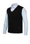 Men's Knitwear Plus Size Black Sweater V-Neck Solid Color Winter Woven Steel Knit - 4241Hb - 3