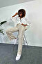 Women's Elastic Waist Sequin Wide-Leg Pants - 4