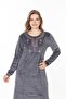 Velvet Hijab Dress with Collar Embroidery and Detailed Embellishments - 6