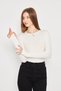 Women's Cream Toe Detailed Crew Neck Lycra Bodysuit 199