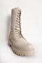 Deri̇club Women's Boots Thick Soled Zippered Daily Boots Real Leather Br 66159 Beige - 4