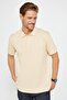 Men's Regular Fit Classic Cut 100% Cotton Plain Pique Sand Color Polo Neck T-Shirt