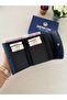 Genuine Leather Women's Wallet, Convenient in Size, Fits in Any Bag, Melen Crocodile Pattern, Navy Blue - 4