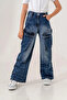 Girl's Pocket Detailed Pleated Jeans