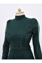 Patterned Glitter Evening Dress with Belt Detail - 3