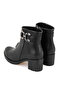 Women's Black Zippered Heeled Boots - 5