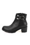 Women's Black Zippered Heeled Boots - 2