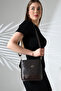 Brown Bucket Model Printed-Textured Women's Bag Single Compartment Cross Strap Shoulder and Hand Bag Stylish - 3