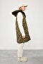 Khaki Fur Hooded Inflatable Vest - 8
