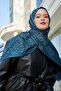 Ethnic Cashmere Silk Shawl with Petrol Green Tassels