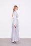 Gray Stone Embroidered Evening Dress Satin Dress - 4