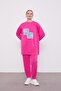 Fuchsia Denim Detailed Sport Suit