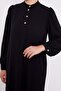 Black Judge Collar Skirt Pleated Chiffon Dress - 6