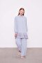 Gray Skirt Pleated Shirt Collar Tunic Suit - 2