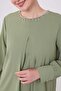 Green Collar Stone Embroidered Chiffon Tunic Suit - 5