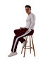 Men's Side White Burgundy Sweatpants (with Large Size Option)