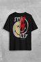 Smile World Urban Street Culture Smiling Face Back Front Printed Oversize T-Shirt Unisex T-Shirt