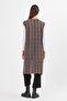 Women's Mink Silvery Twist Patterned Buttoned Seasonal Knitwear Long Vest - 5