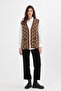 Women's Mink Monogram Patterned Pocket Knitwear Kilim Mother Vest - 4