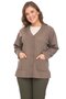 Women's Mink Buttoned Steel Knitted Cardigan