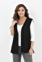 Women's Black Embroidered Ribbed Knitwear Vest