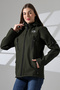 Women's Waterproof Fabric Softshell Coat with Removable Fleece Inside and Hood, Khaki