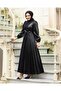 Pleated Dress with Leather Details - 4