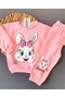 Baby Girl Transitional Long Sleeve Cute Rabbit Printed Sweathirt Bottom Top Set 12-24 Months Pink - 2