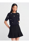 80121 Thick Pleated Knitwear Skirt with Elastic Waist-Black - 3