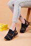 Vallery Women's Black Gold Stone-Embellished Walking Shoes