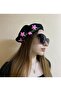 Christmas Gift Handmade Pearled Pink Floral Embroidery Black Painter Beret - Design Gift New Year - 3