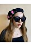 Christmas Gift Handmade Pearled Pink Floral Embroidery Black Painter Beret - Design Gift New Year - 2