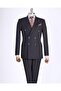 Italian Style Slim Fit Double Breasted Jacket Pants Suit Black T13524 - 3