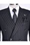 Italian style s Slim Fit striped k Double-Breasted coat pants suit black t13491 - 3