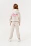 6-9 Years Old Pink Flower Girls' Tracksuit Set - Space Gray