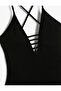 Deep V-Neck Swimsuit with Piping Detail and Textured Straps - 8
