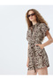 Shorts Jumpsuit Short Sleeve Buttoned Ethnic Patterned Waist Belted Cotton - 2
