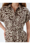 Shorts Jumpsuit Short Sleeve Buttoned Ethnic Patterned Waist Belted Cotton - 5