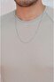 Men's Thin Italian Chain Necklace Silver Color - 3