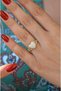 Zircon Stone Heart Ring Chain Detailed Heart Model Ring Size 18 - 4