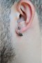 Special Design Silver Color Men's Earrings with Evil Eye Hand Figure - 3