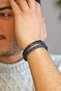 Men's Leather Bracelet Black - 4