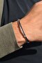 Thin Straw Weave Steel Men's Bracelet Black and Silver Color - 3