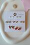 New Year's Christmas Themed Earring Set 7 Pairs Pearl Solitaire Heart Stone New Year's Gift Earring Set Gold Color - 2