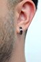 316 L Steel Black Striped Silver Color Compression Steel Earrings Two Colors - 3