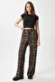 Line Women's Lycra Velcro Closure Beige Leopard Palazzo Trousers - 5