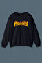 Navy Blue Sweatshirt Music Trasher Flame Blaze Logo Skateboard Hip Hop Printed Unisex Sweat