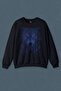 Navy Blue Sweatshirt Night Brown Wolf in the Wild Forest Burgundy Blue Eyed Wolf Wolf Printed Unisex Sweat